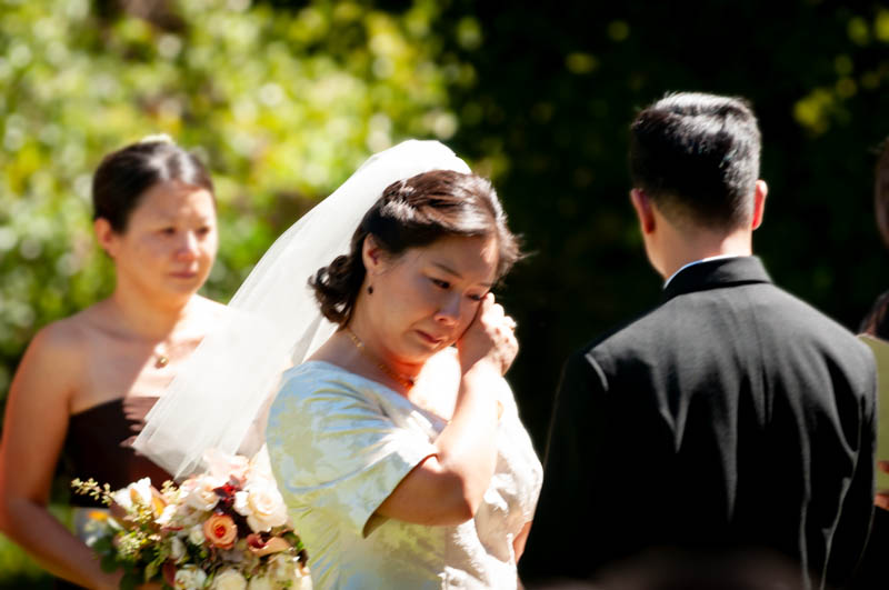 Bride cries at Ceremony